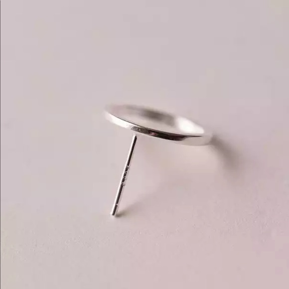 Sterling Silver 925 Circle Stud Earrings - Picture 2 of 5